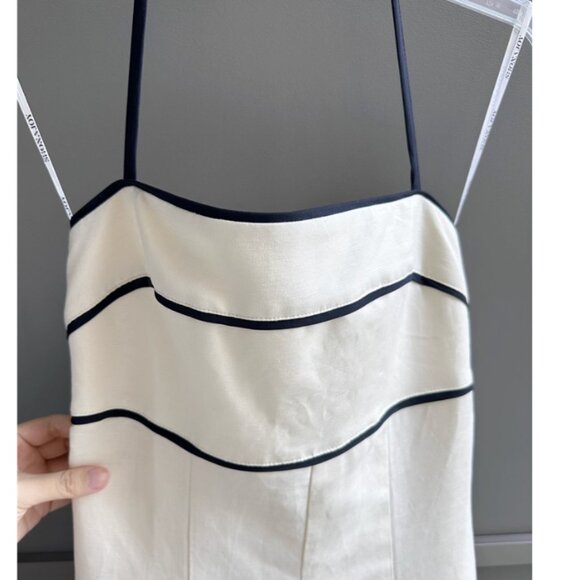 Shona Joy Billie Contrast Panelled Midi Dress Sz4 Ecru Black Halter Cocktail - Picture 12 of 13